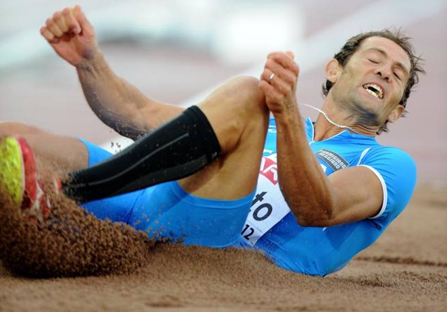 Fabrizio Donato, 39 anni, Fiamme Gialle. Bronzo olimpico a Londra 2012 nel salto triplo AFP